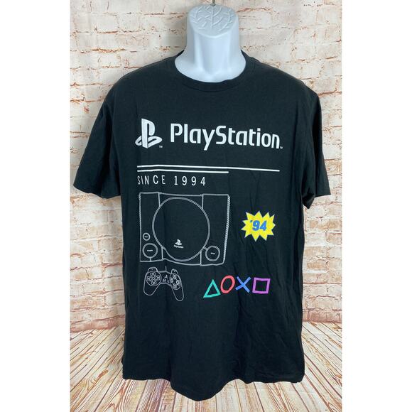 Playstation Since 1994 Black T-Shirt Sz Large Gamer Tee Video Games Console - Picture 2 of 4